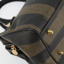 FENDI Pecan Canvas Hand Bag PVC Black Brown Auth 146279-11