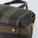 FENDI Pecan Canvas Hand Bag PVC Black Brown Auth 146279-12