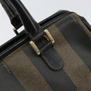 FENDI Pecan Canvas Hand Bag PVC Black Brown Auth 146279-14