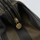 FENDI Pecan Canvas Hand Bag PVC Black Brown Auth 146279-16