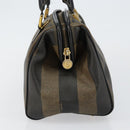 FENDI Pecan Canvas Hand Bag PVC Black Brown Auth 146279-5
