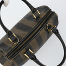 FENDI Pecan Canvas Hand Bag PVC Black Brown Auth 146279-6