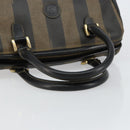 FENDI Pecan Canvas Hand Bag PVC Black Brown Auth 146279-7