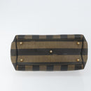 FENDI Pecan Canvas Hand Bag PVC Black Brown Auth 146279-9