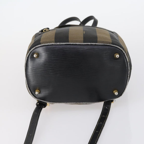 FENDI Pecan Canvas Backpack Brown Black Auth 146280