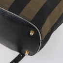 FENDI Pecan Canvas Backpack Brown Black Auth 146280-16