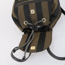 FENDI Pecan Canvas Backpack Brown Black Auth 146280-9