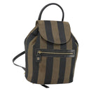 FENDI Pecan Canvas Backpack Brown Black Auth 146280-1