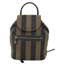 FENDI Pecan Canvas Backpack Brown Black Auth 146280-13
