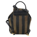 FENDI Pecan Canvas Backpack Brown Black Auth 146280-2