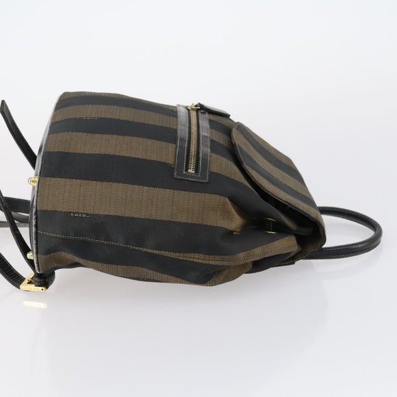 FENDI Pecan Canvas Backpack Brown Black Auth 146280