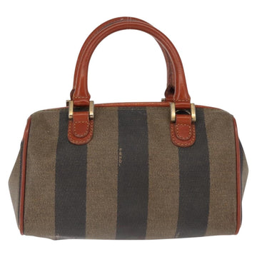 FENDI Pecan Canvas Hand Bag PVC Black Brown Auth 146281 - 0