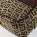 FENDI Zucchino Canvas Tote Bag Brown Gold Auth 146282-16