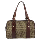 FENDI Zucchino Canvas Tote Bag Brown Gold Auth 146282-13