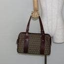 FENDI Zucchino Canvas Tote Bag Brown Gold Auth 146282-23
