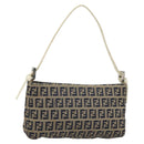 FENDI Zucchino Canvas Accessory Pouch Navy Silver Auth 146283-1