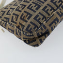 FENDI Zucchino Canvas Accessory Pouch Navy Silver Auth 146283-17