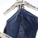 FENDI Zucchino Canvas Accessory Pouch Navy Silver Auth 146283-20