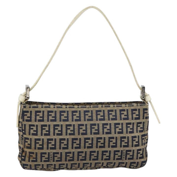 FENDI Zucchino Canvas Accessory Pouch Navy Silver Auth 146283 - 0