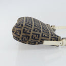 FENDI Zucchino Canvas Accessory Pouch Navy Silver Auth 146283-3