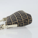 FENDI Zucchino Canvas Accessory Pouch Navy Silver Auth 146283-4