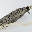 FENDI Zucchino Canvas Accessory Pouch Navy Silver Auth 146283-6