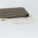 FENDI Zucchino Canvas Accessory Pouch Navy Silver Auth 146283-7