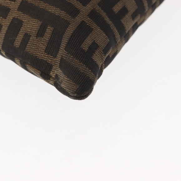 FENDI Zucca Canvas Mamma Baguette Tote Bag Black Brown Auth 146284