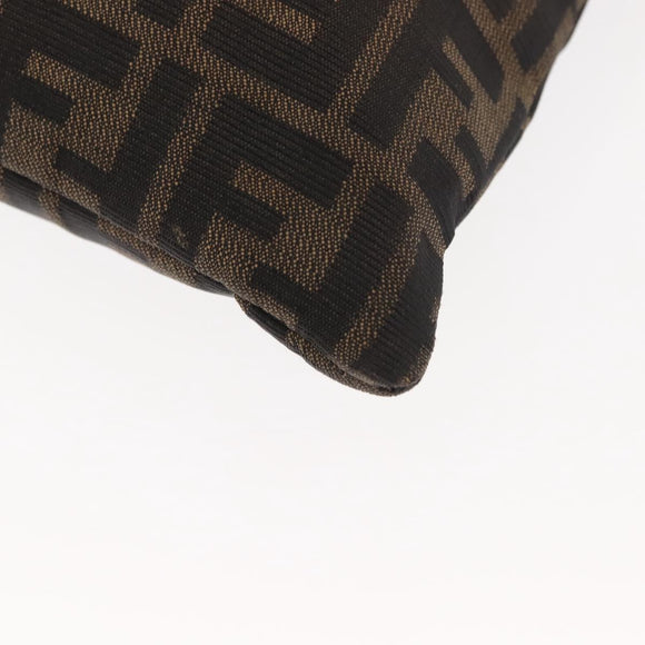 FENDI Zucca Canvas Mamma Baguette Tote Bag Black Brown Auth 146284