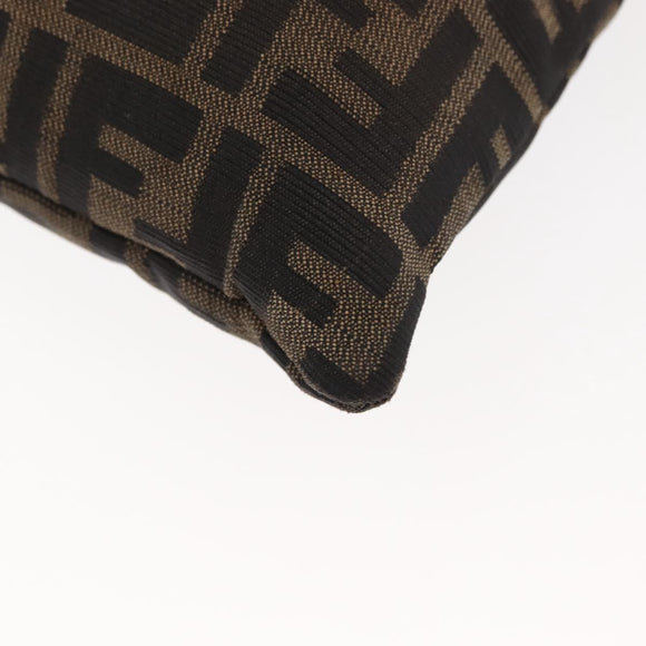 FENDI Zucca Canvas Mamma Baguette Tote Bag Black Brown Auth 146284