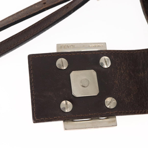 FENDI Zucca Canvas Mamma Baguette Tote Bag Black Brown Auth 146284