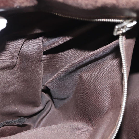 FENDI Zucca Canvas Mamma Baguette Tote Bag Black Brown Auth 146284