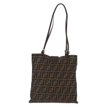 FENDI Zucca Canvas Mamma Baguette Tote Bag Black Brown Auth 146284 - 0