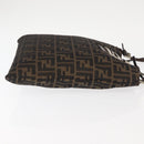FENDI Zucca Canvas Mamma Baguette Tote Bag Black Brown Auth 146284-3