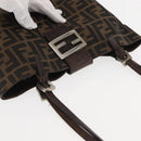 FENDI Zucca Canvas Mamma Baguette Tote Bag Black Brown Auth 146284-6