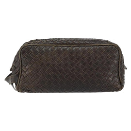 BOTTEGA VENETA INTRECCIATO Clutch Bag Leather Brown Auth 146285 - 0