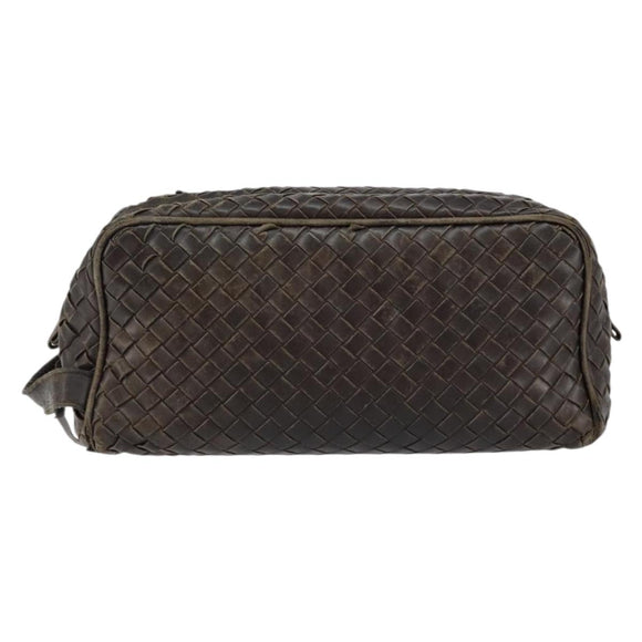 BOTTEGA VENETA INTRECCIATO Clutch Bag Leather Brown Auth 146285