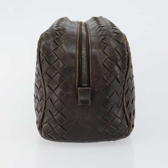 BOTTEGA VENETA INTRECCIATO Clutch Bag Leather Brown Auth 146285
