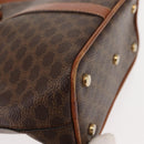 CELINE Macadam Canvas Shoulder Bag PVC Leather Brown Gold Auth 146286-9