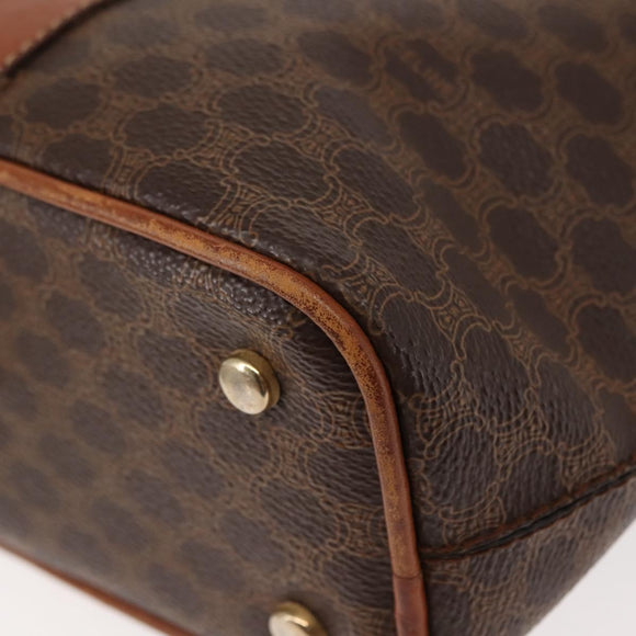 CELINE Macadam Canvas Shoulder Bag PVC Leather Brown Gold Auth 146286