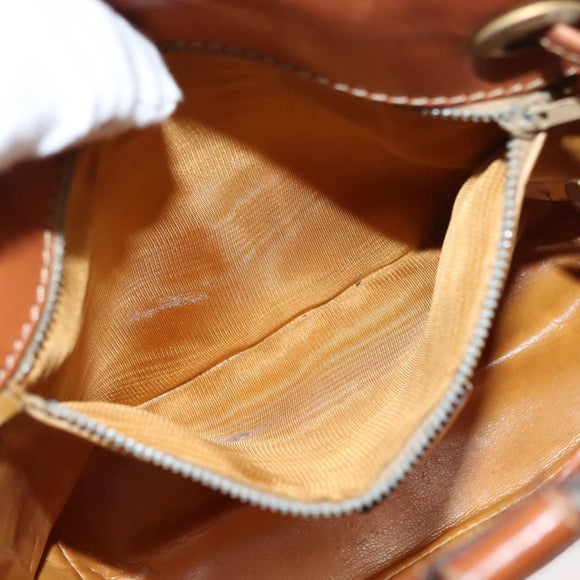 CELINE Macadam Canvas Shoulder Bag PVC Leather Brown Gold Auth 146286