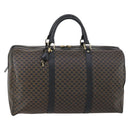 CELINE Macadam Canvas Boston Bag PVC Leather Black Gold Auth 146287-1