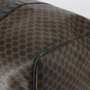 CELINE Macadam Canvas Boston Bag PVC Leather Black Gold Auth 146287-16