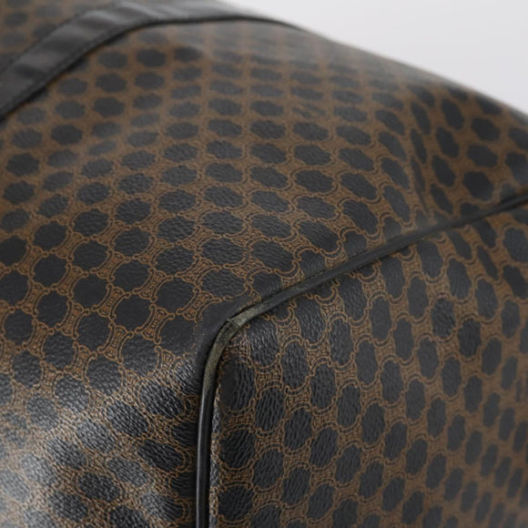 CELINE Macadam Canvas Boston Bag PVC Leather Black Gold Auth 146287