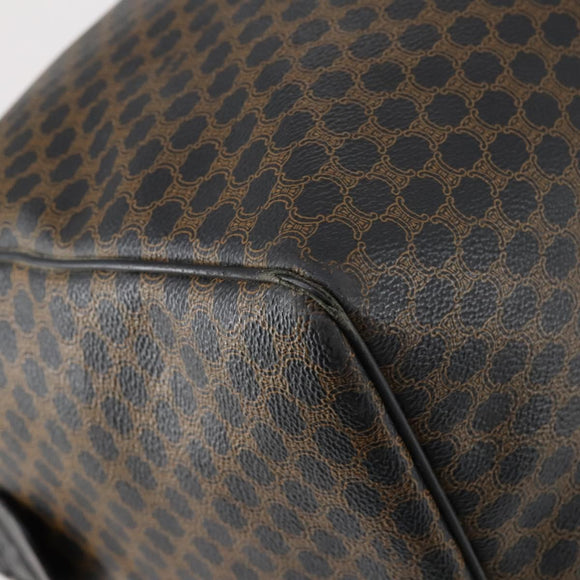 CELINE Macadam Canvas Boston Bag PVC Leather Black Gold Auth 146287