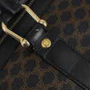 CELINE Macadam Canvas Boston Bag PVC Leather Black Gold Auth 146287-18