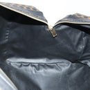 CELINE Macadam Canvas Boston Bag PVC Leather Black Gold Auth 146287-21