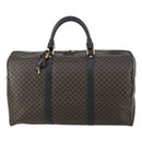 CELINE Macadam Canvas Boston Bag PVC Leather Black Gold Auth 146287-13