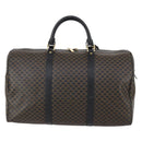 CELINE Macadam Canvas Boston Bag PVC Leather Black Gold Auth 146287-2