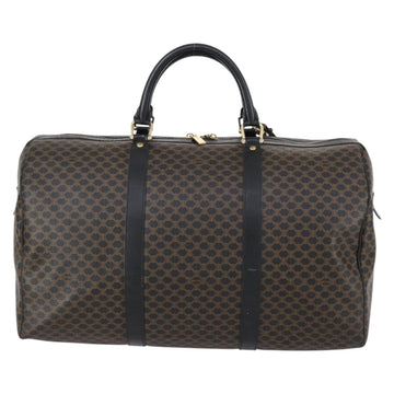 CELINE Macadam Canvas Boston Bag PVC Leather Black Gold Auth 146287 - 0